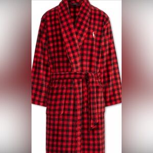 Polo Ralph Lauren Red and Black Plaid Plush BathRobe S|M